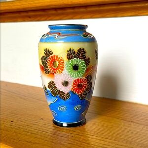 Vintage Colorful Floral Ceramic Vase